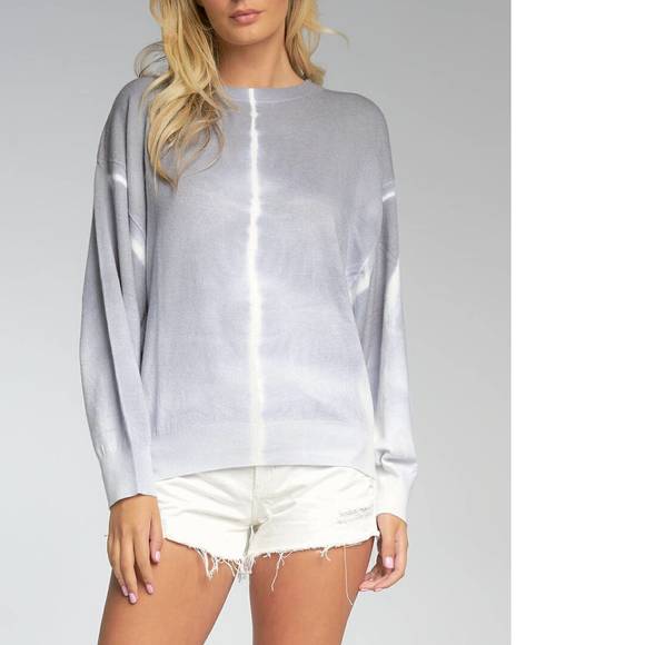 Elan - Crewneck Colorblock Sweater Grey White
